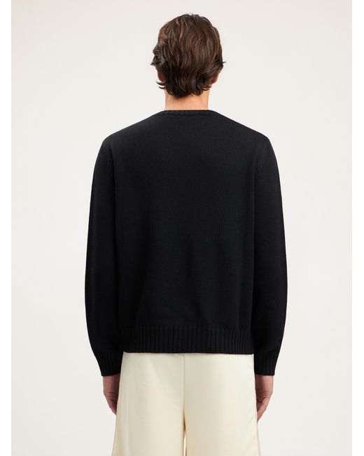 Palm Angels Black Curved Logo Knit Sweater for men