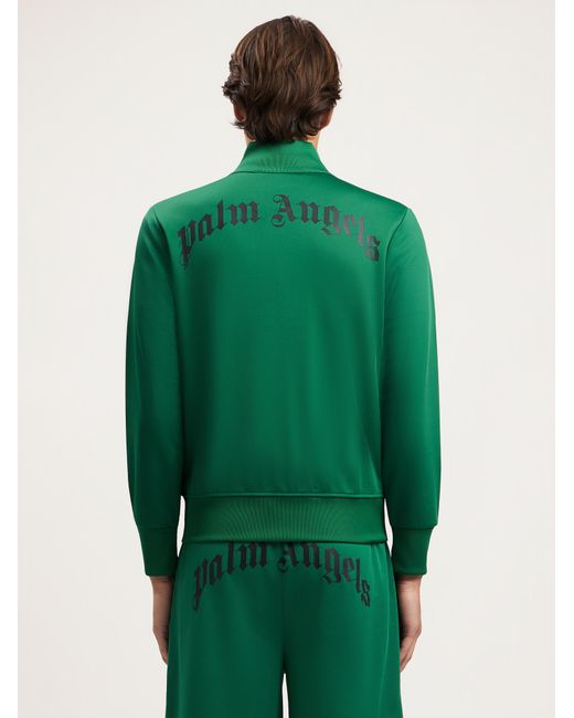 Palm Angels Green Curved Logo Track Jacket for men