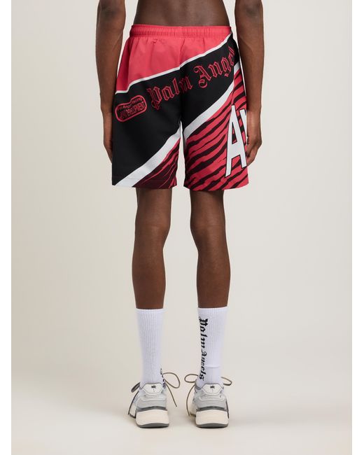 Palm Angels Red Racing Swimshorts for men