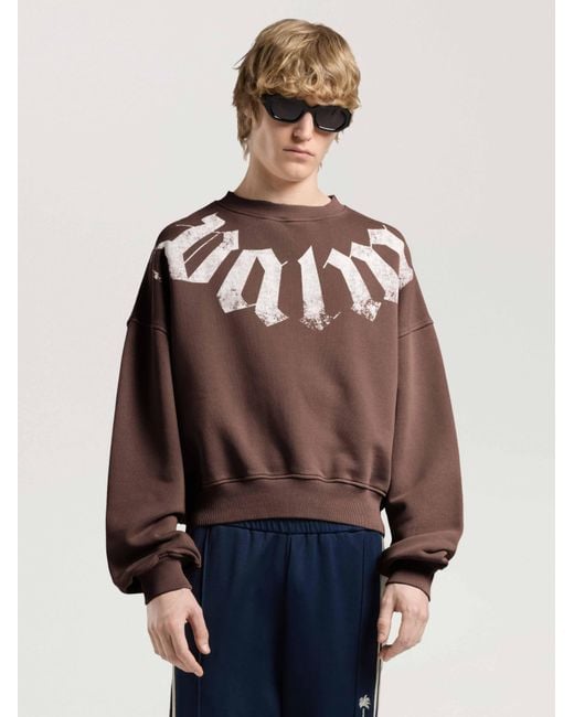 Palm Angels Brown Big Neck Logo Loose Sweatshirt for men