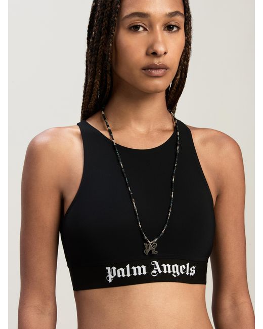 Palm Angels Black American Neckline Sport Top