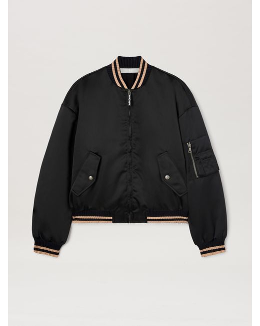 Palm Angels Black Curved Logo Bomber