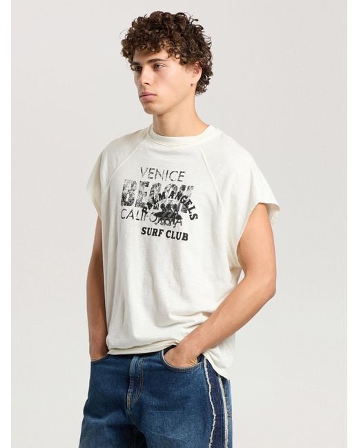 Palm Angels Natural Surf Club Regular T-Shirt Off for men