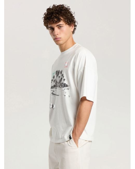 Palm Angels White Palm Life Loose T-Shirt for men