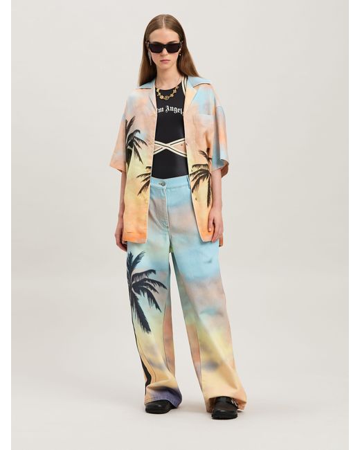 Palm Angels Multicolor Sunrise Palm Bowling Shirt