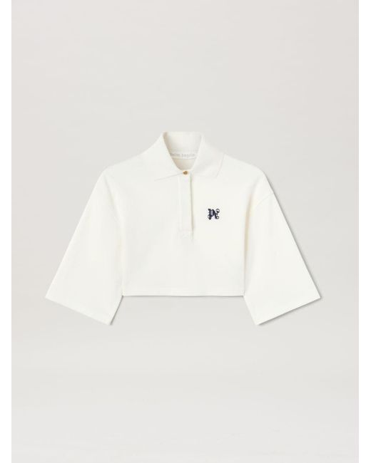 Palm Angels Natural Monogram Cropped Polo