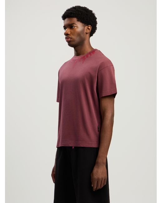Palm Angels Red Neck Logo Regular T-Shirt Burgundy for men