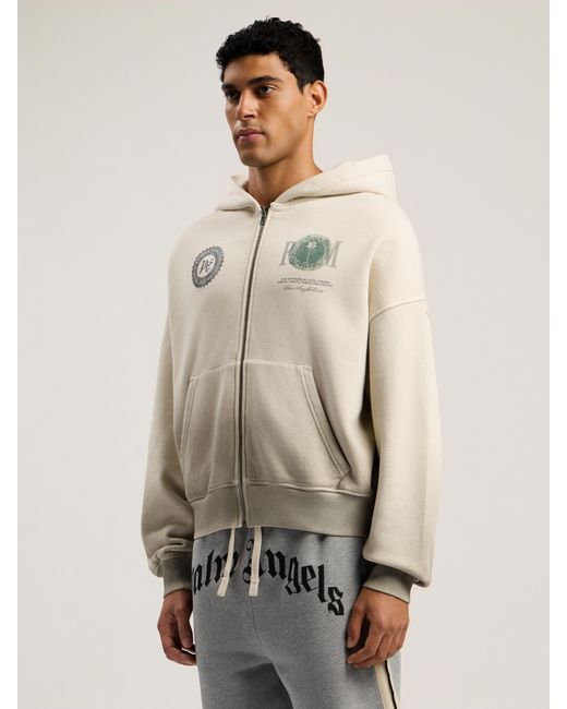 Palm Angels Natural Dollar Zipped Loose Hoodie Ivory for men
