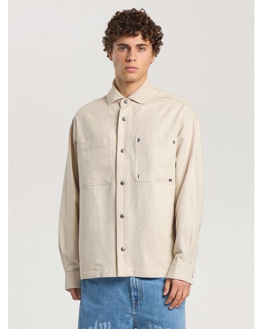 Palm Angels Natural Palm Type Loose Shirt Off for men