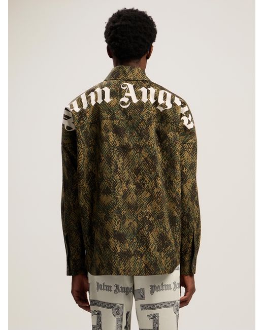 Palm Angels White Classic Logo Snake Overshirt for men