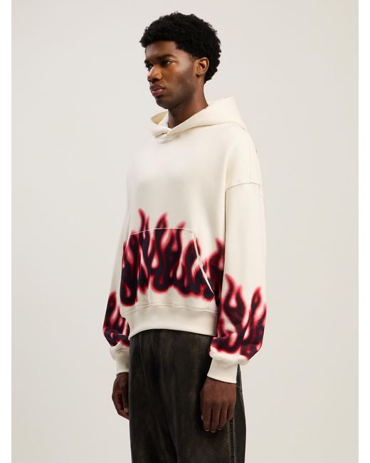 Palm Angels Red Flames Loose Hoodie Off for men