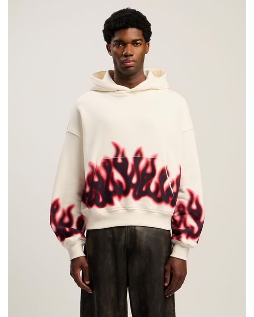 Palm Angels Red Flames Loose Hoodie Off for men
