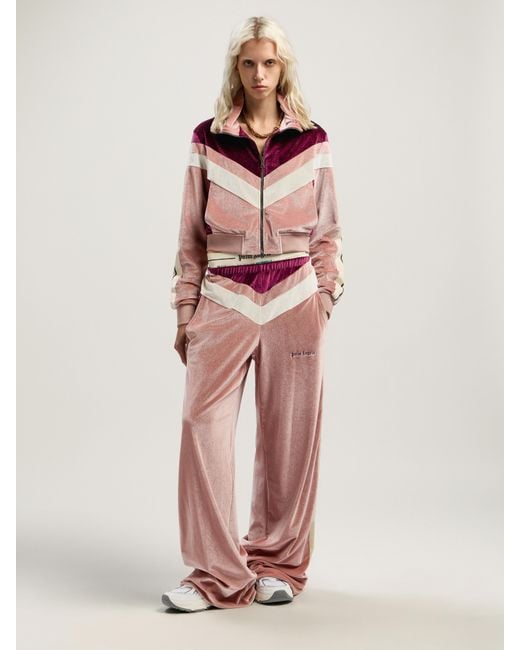 Palm Angels Pink Colorblock Chenille Track Pants Soft