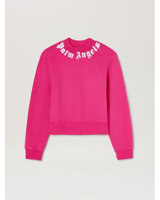 Palm Angels Pink Neck Logo Sweater