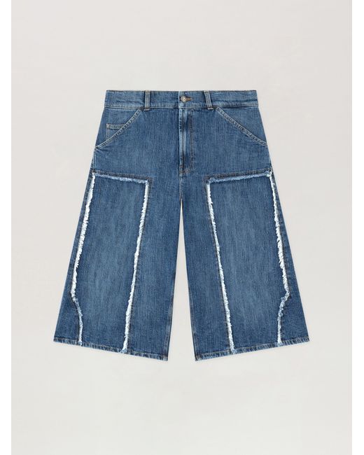 Palm Angels Blue Curved Logo Skater Shorts for men