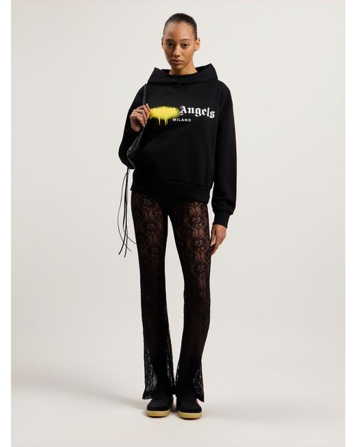 Palm Angels Black Spray City Milan Hoodie for men