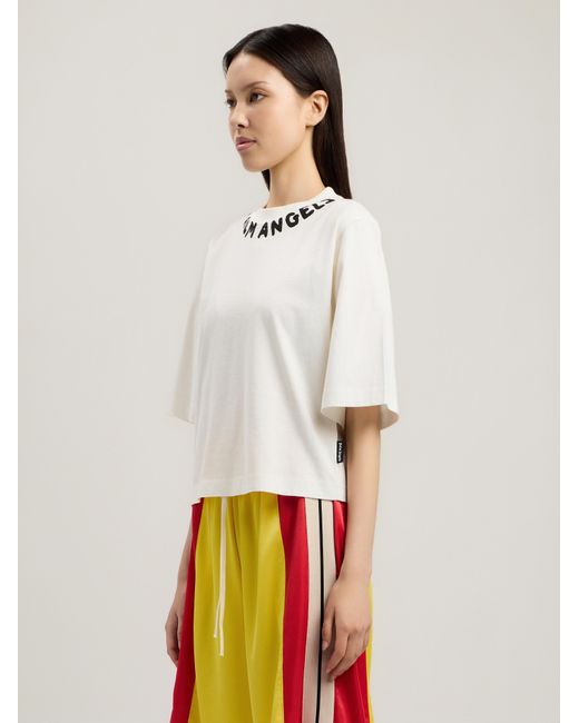 Palm Angels Natural Neck Logo Boxy T-Shirt