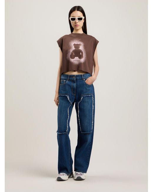 Palm Angels Brown Spray Bear Boxy Tank Top