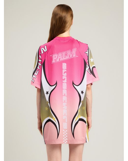 Palm Angels Pink Racing T-Shirt Dress