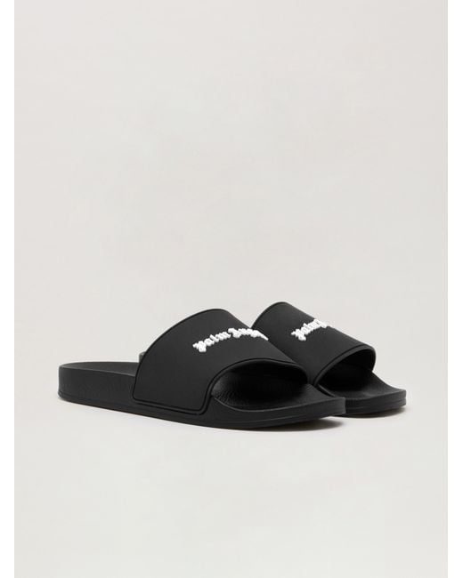 Palm Angels Black Classic Logo Pool Slider