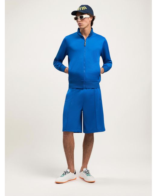 Palm Angels Blue Back Curved Logo Track Shorts for men