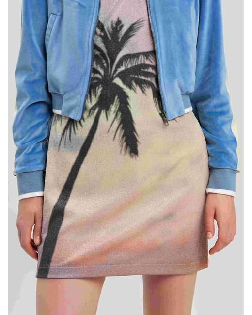 Palm Angels Blue Sunrise Palm Lurex Dress