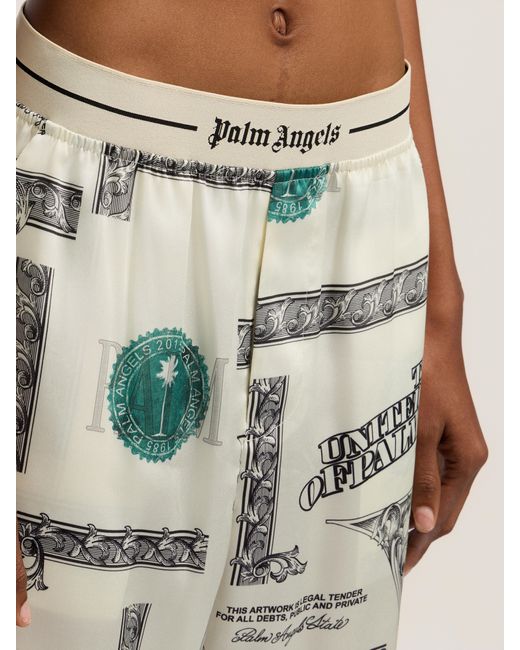 Palm Angels White Dollar Print Pajama Pants Ivory