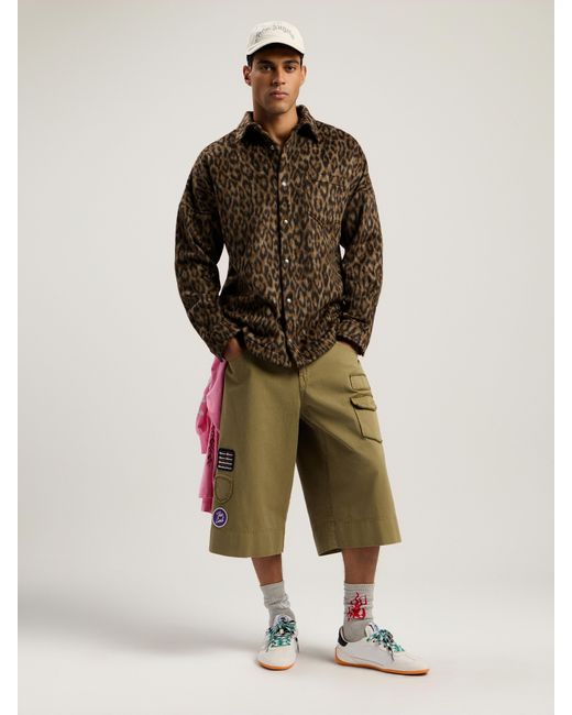 Palm Angels Natural Military Patch Bermuda Shorts Army for men