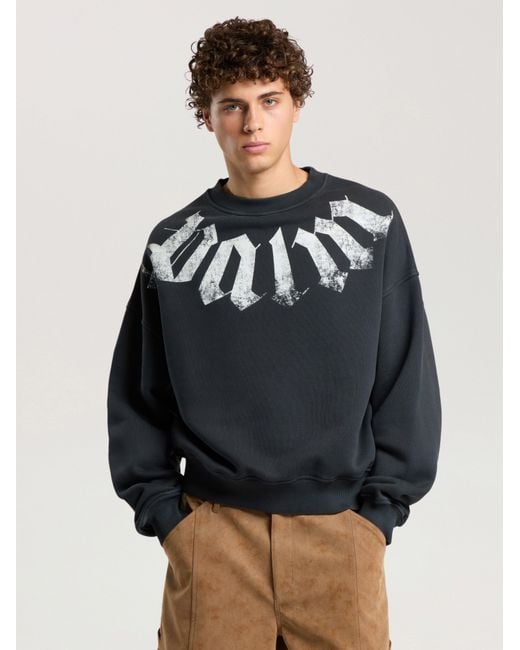 Palm Angels Black Big Neck Logo Loose Sweatshirt for men