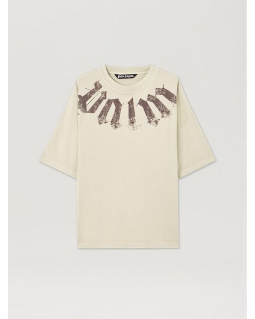 Palm Angels Natural Big Neck Logo Loose T-Shirt for men