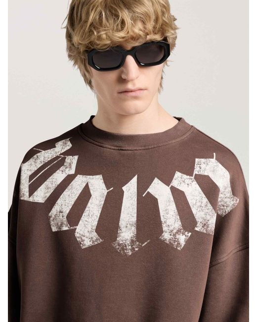 Palm Angels Brown Big Neck Logo Loose Sweatshirt for men
