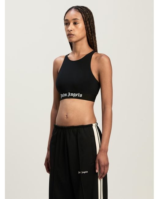 Palm Angels Black American Neckline Sport Top