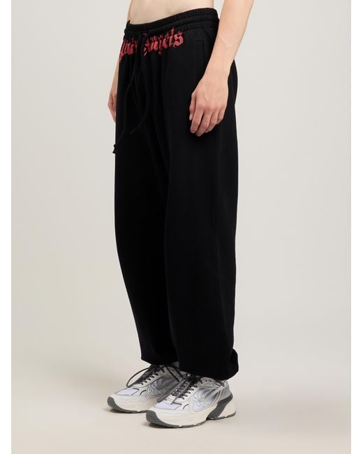 Palm Angels Black Waist Logo Sweatpants for men