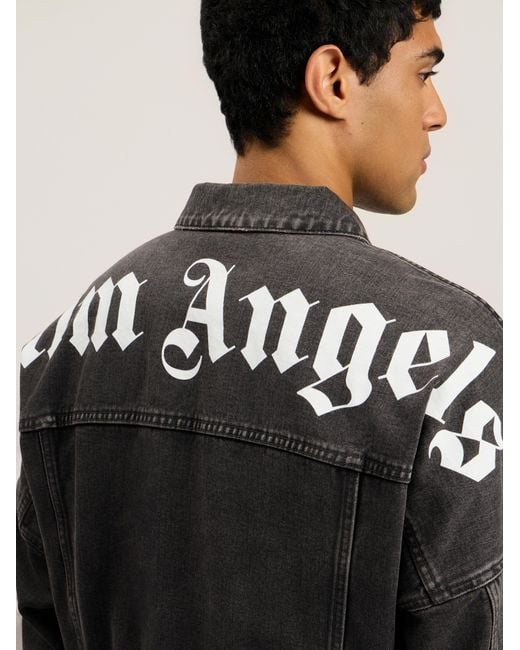Palm Angels White Back Logo Over Denim Jkt for men
