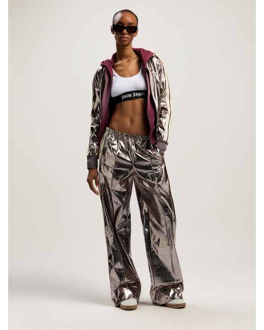 Palm Angels Natural Laminated Track Jacket Gunmetal