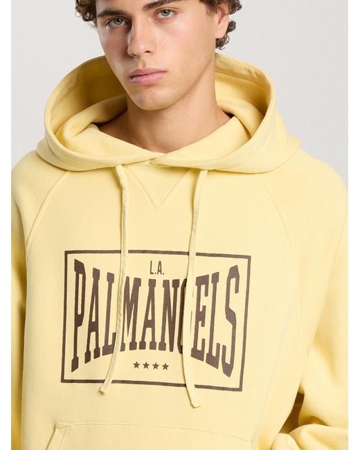 Palm Angels Yellow Vintage Box Logo Loose Hoodie Light for men