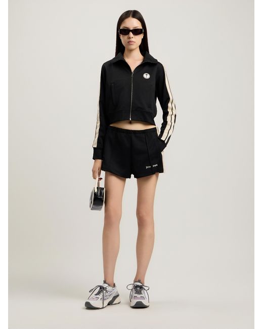 Palm Angels Black Tree Logo Crop Track Jacket