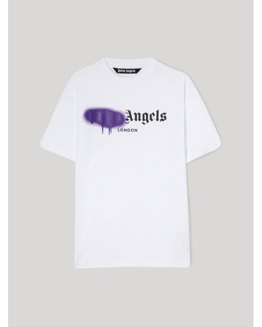 Palm Angels White Spray Paint-print T-shirt for men