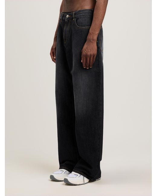 Palm Angels Blue Curved Logo Loose Jeans for men