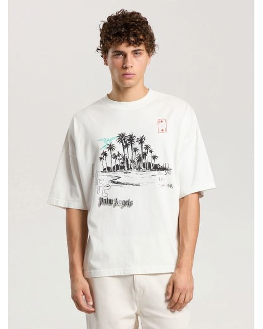 Palm Angels White Palm Life Loose T-Shirt for men