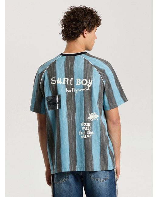 Palm Angels Blue Soccer Cali Regular T-Shirt for men