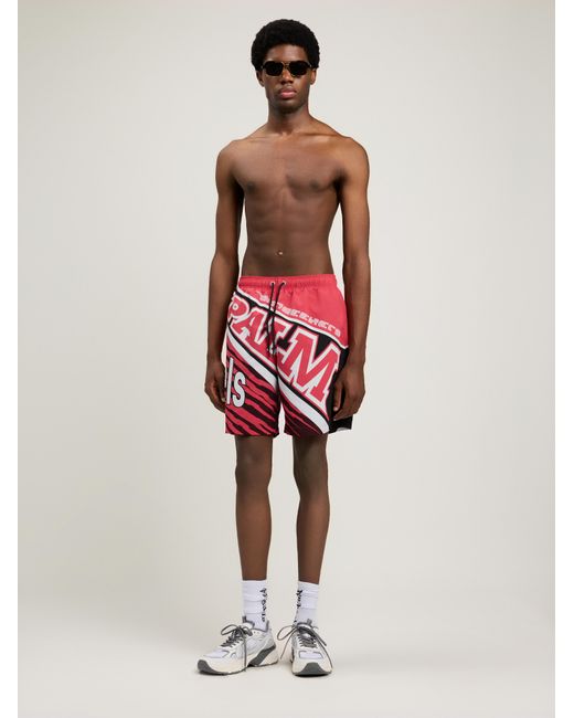 Palm Angels Red Racing Swimshorts for men