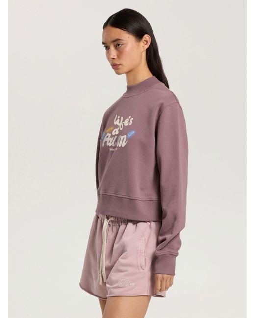 Palm Angels Pink Life's A Beach Cropped Sweatshirt