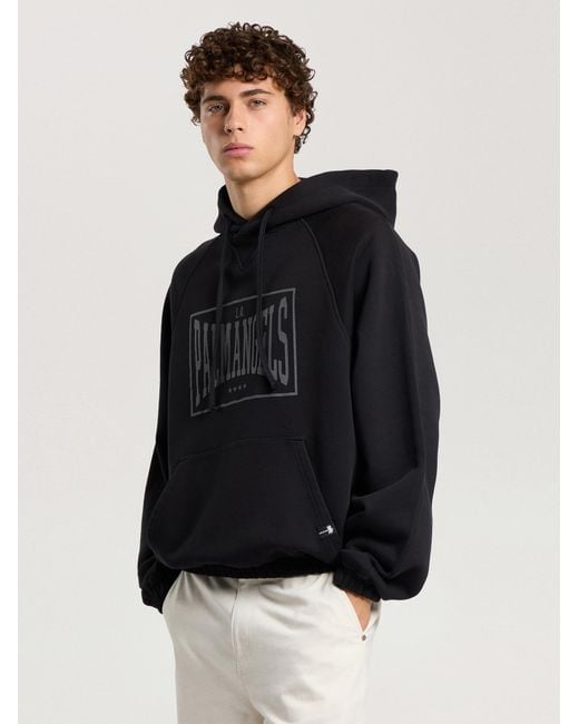 Palm Angels Black Vintage Box Logo Loose Hoodie for men