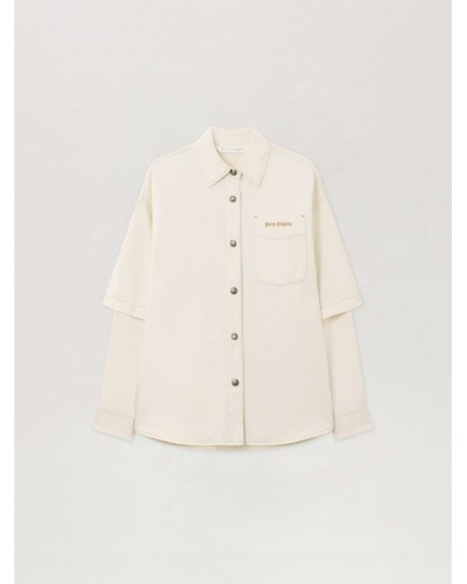Palm Angels Natural Hybrid Denim Overshirt Off