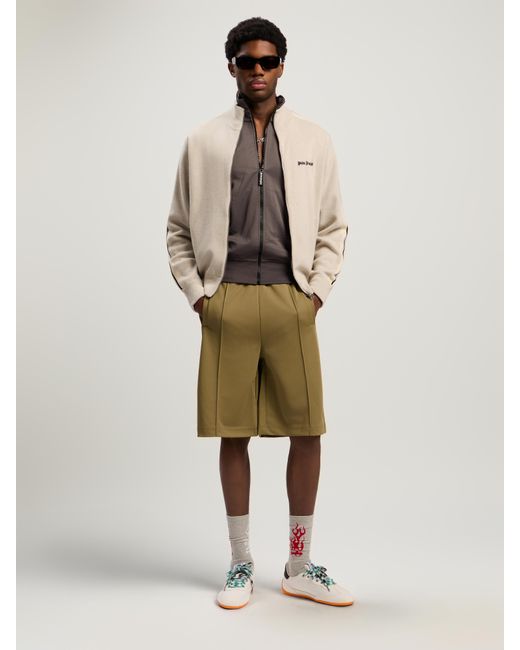 Palm Angels Natural Back Curved Logo Track Shorts Army for men