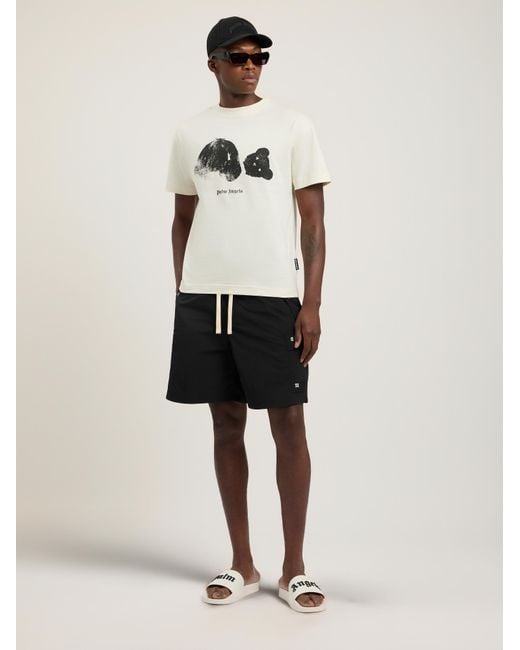 Palm Angels Natural Spray Bear T-Shirt for men