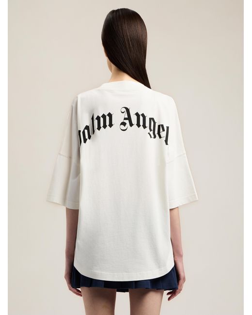 Palm Angels Natural Curved Logo Over T-Shirt