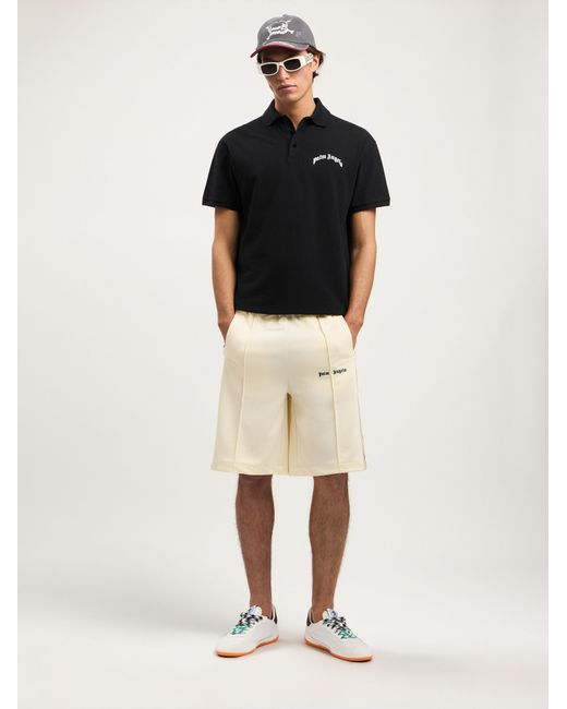 Palm Angels Black Curved Logo Polo Shirt for men