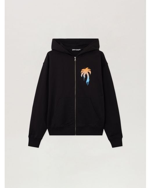 Palm Angels Black I Love Pa Zipped Hoodie for men